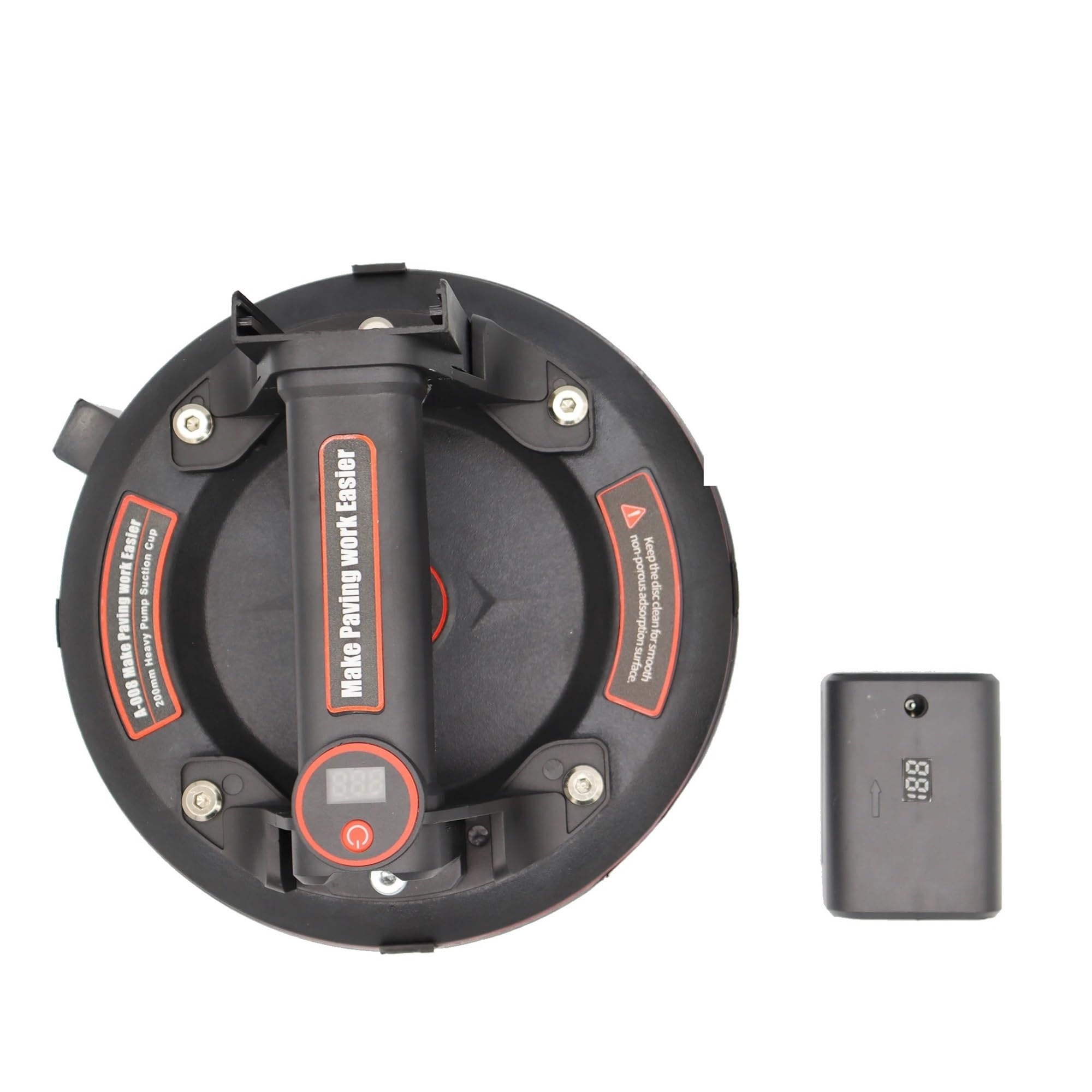 Ventouse électrique de 8 pouces, capacité charge 200 kg, for charges lourdes, adaptée au granit, carrelage, verre, avec batterie rechargeable Outil d'installation