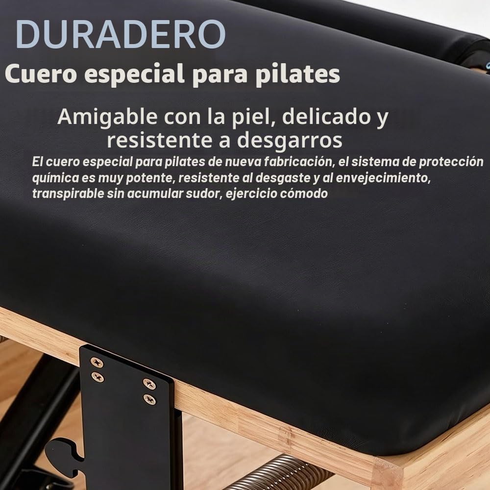 Pilates Chair, Silla de estabilidad Pilates con pedales divididos, entrenador físico combinado, máquina Pilates Reformer, con bandas de resistencia, asas y pedales divididos, madera de roble duradera.