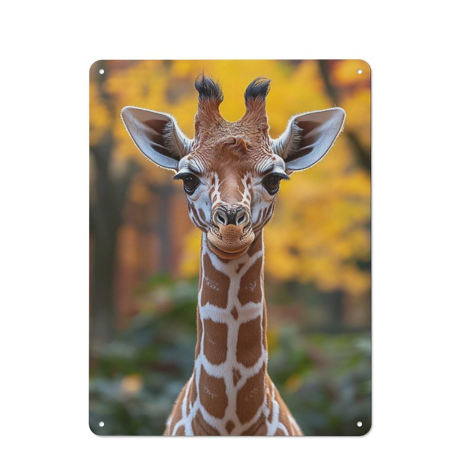 Adorable Giraffe Portrait Garage Metal Sign 40x30cm, Weathered Look Shed Wall Plaque for Garage, Workshop, Shed Or Utility Room