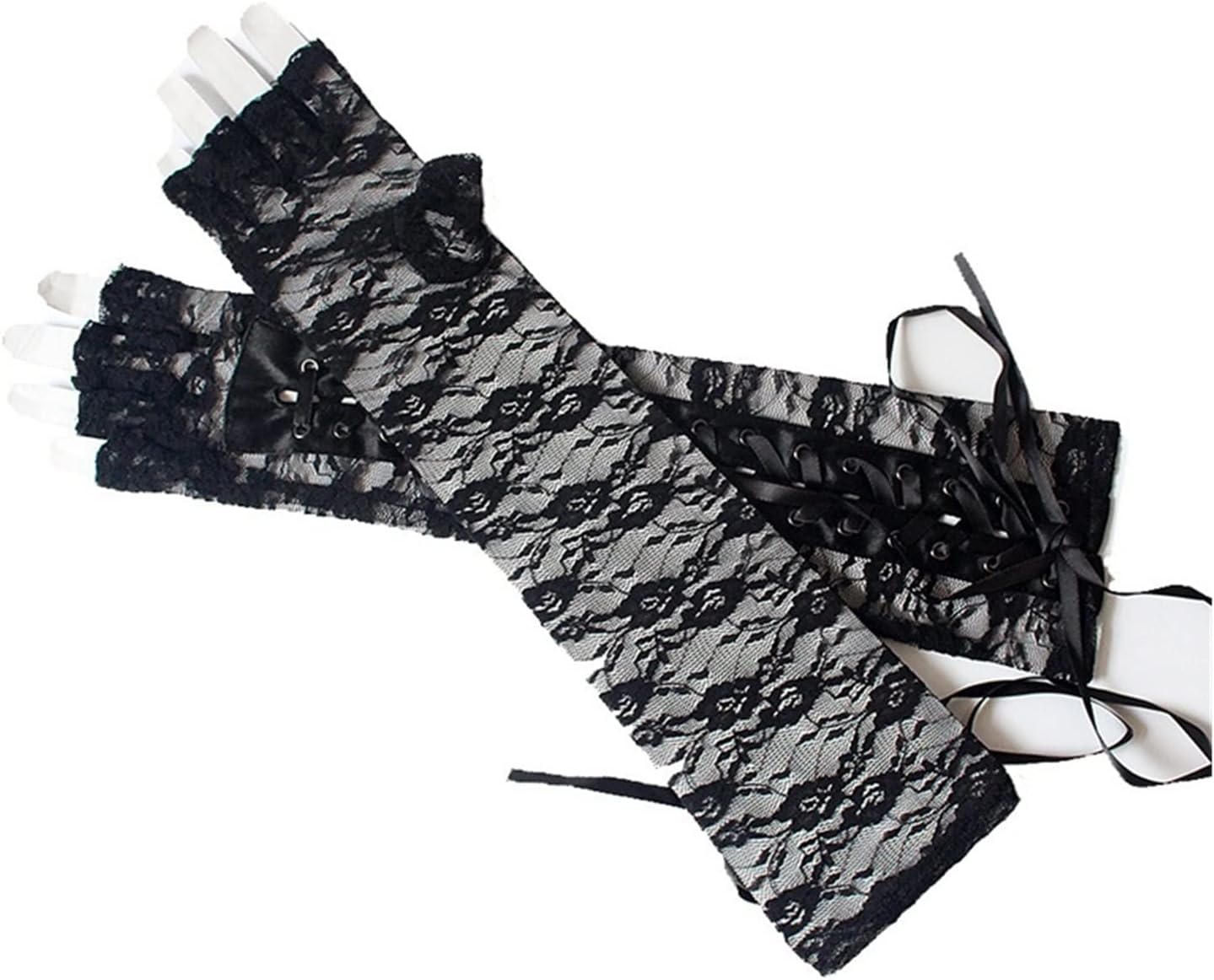 Gants En Dentelle Noire Pour Femme - Résille Élégante - Taille Unique - Pour Mariage, Soirée, Déguisement
