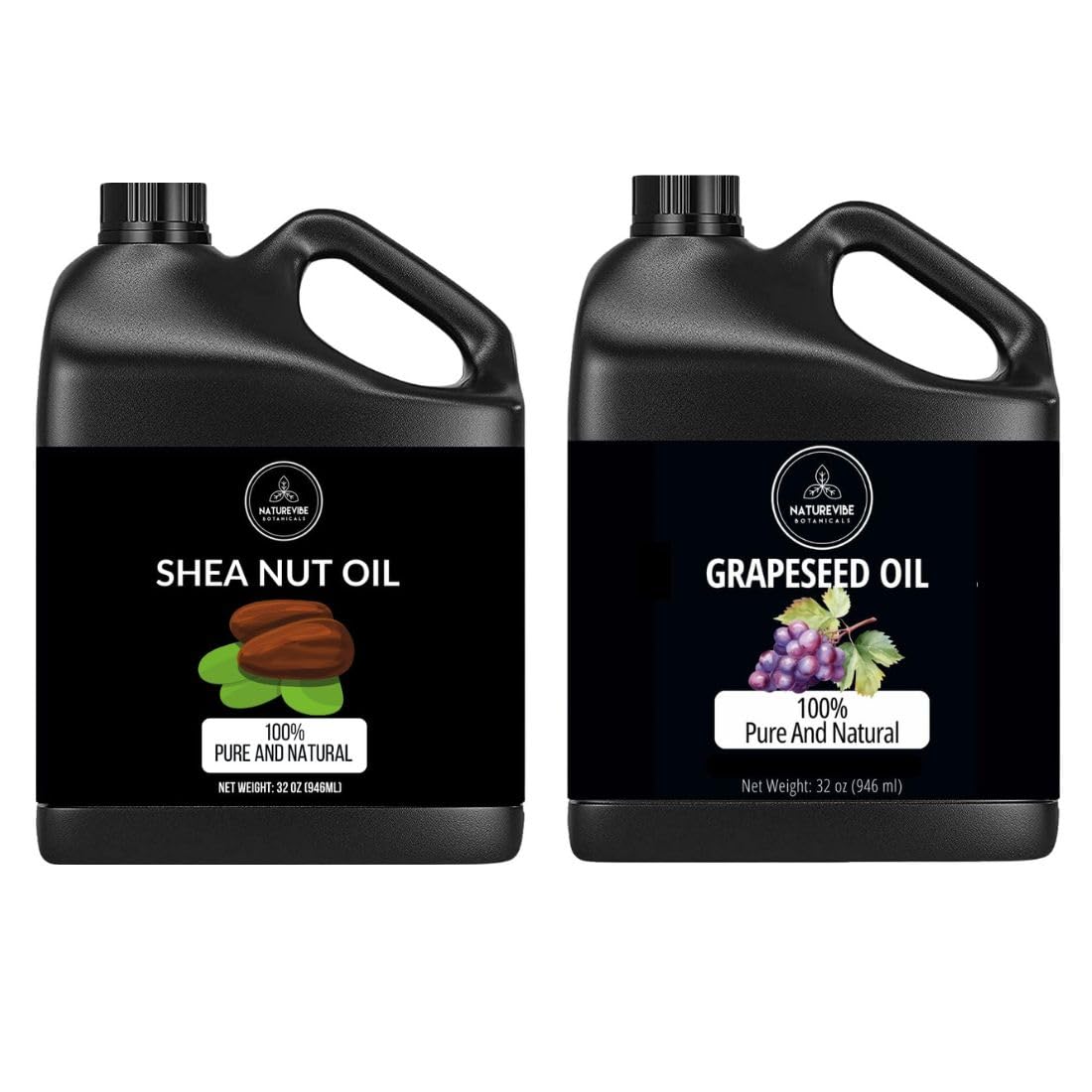 Naturevibe Botanicals Shea Nut Oil 32oz and Grapeseed Oil 32oz|Oil Combo