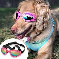 Vista 8 de Anteojos de perro Qumy, protección ocular, anteojos de sol impermeables para perros de más de 15 libras, Rosado