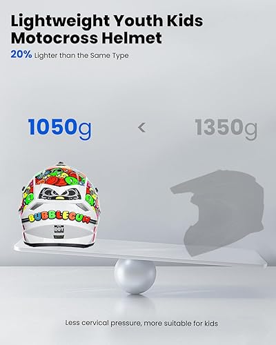 Miniatura 4 de ILM Casco ATV Juvenil para Niños Dirt Bike Motocross BMX Todoterreno Motocicleta Go Kart Casco DOT ECE Modelo Z705 (Chicle, S)