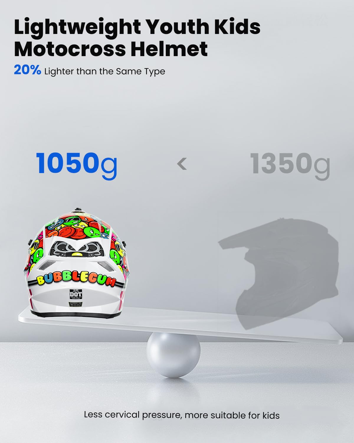 ILM Casco Motocross Bambino Set con occhiali guanti maschera ATV Off Road Go Kart DOT ECE Modello Z705