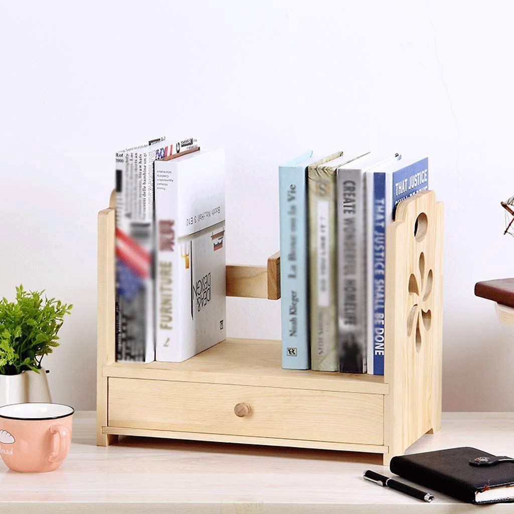 Aufbewahrung Ordner/Schnellhefter/Organisator/Einfache Desktop-Bücherregal aus Holz Kombination Kleinen Bücherregal Natürlicher Beschaffenheit Desktop-Organizer-Ausstellungsstand 35 × 20 × 30 cm Abla