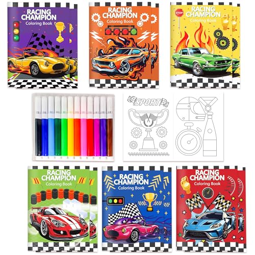 BACH AND BOUJEE 24PCS Auto Da Corsa Riempitivi Per Feste Piccoli Libri Di Attività Due Veloce Bisogno Velocità Bomboniere Compleanno Forniture Mini Libri Da Colorare