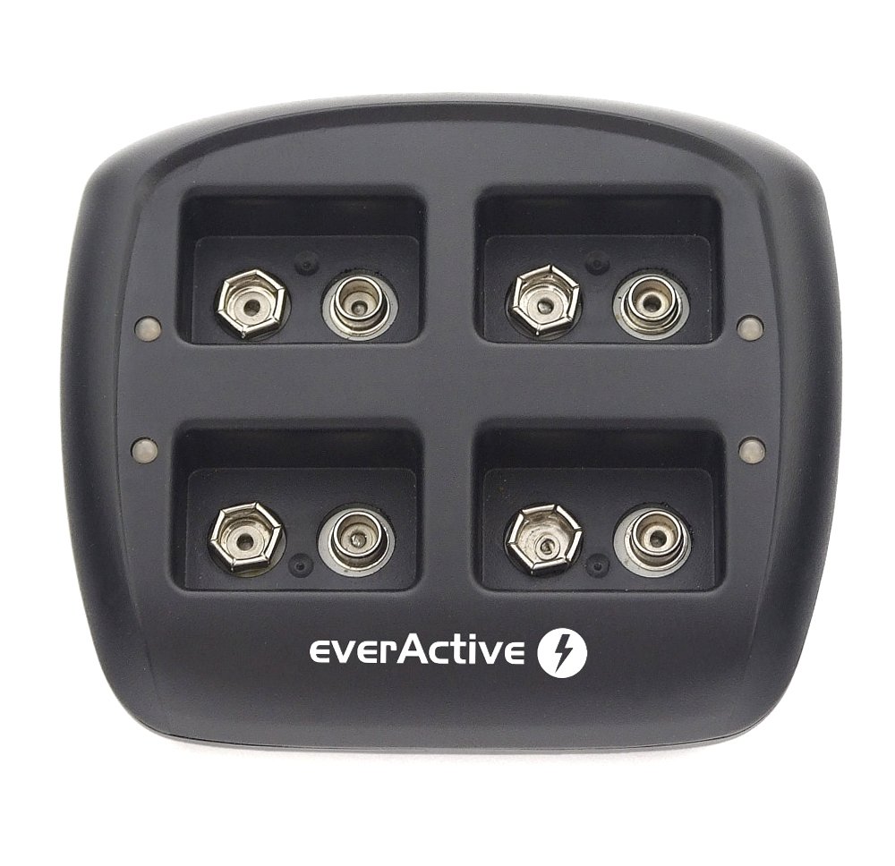 everActive ładowarka do 4 akumulatorów 9 V, szybkie ładowanie – zestaw akumulatorów, w pełni automatyczny, wskaźnik stanu LED do 8,4 V Ni-MH, model: NC-109