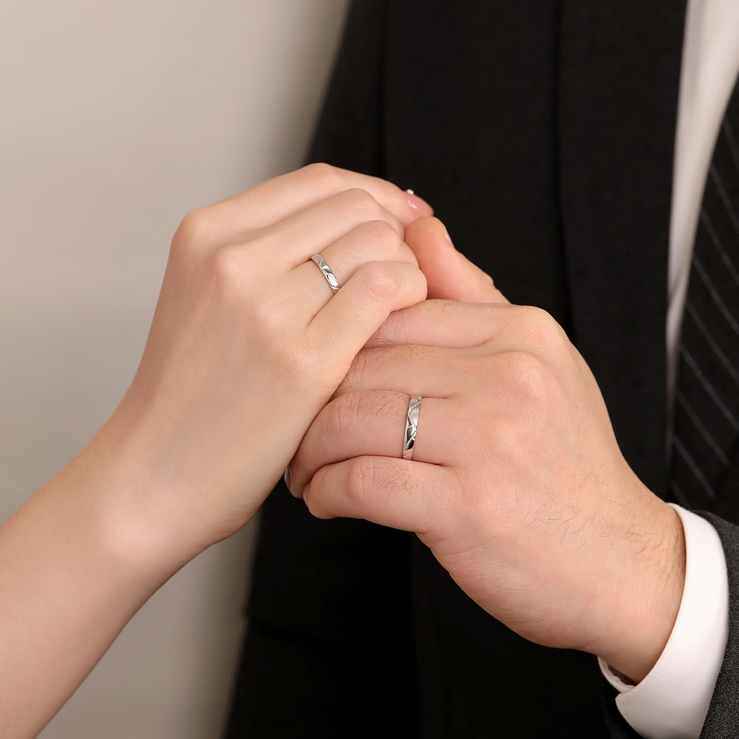 Meissa Anillo de Compromiso Boda para Pareja Novios Alianzas de Plata Pareja de ley 925 Adjustable Diseño de Montañas Regalo de San Valentín Aniversario (Juego de dos anillos)