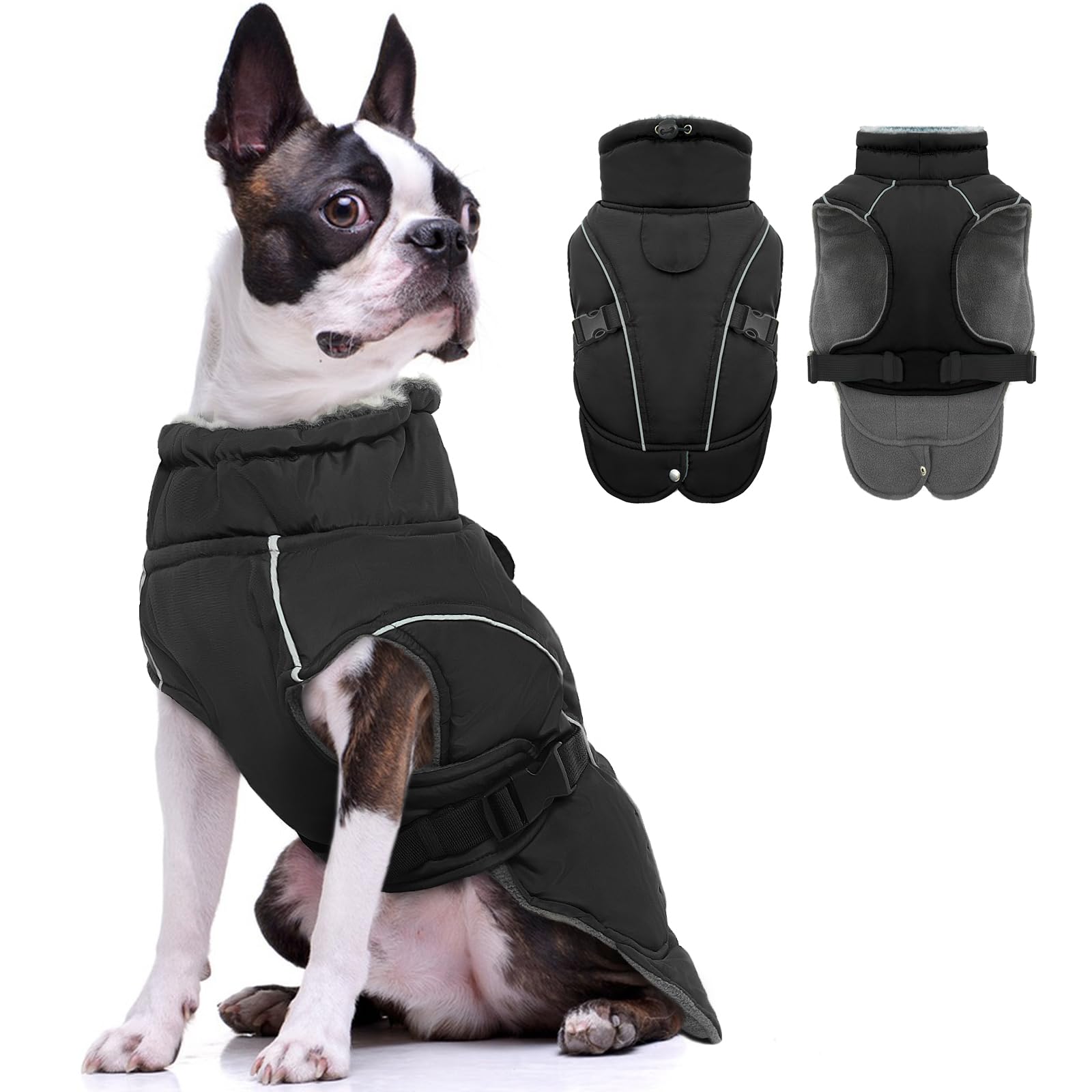Coat for Small Dogs Puppy Jacket Winter Outfits Warm Clothes for Small Dogs Chihuahua Winter Coats Jack Russell for Walks In Cold or Wet Weather(Black