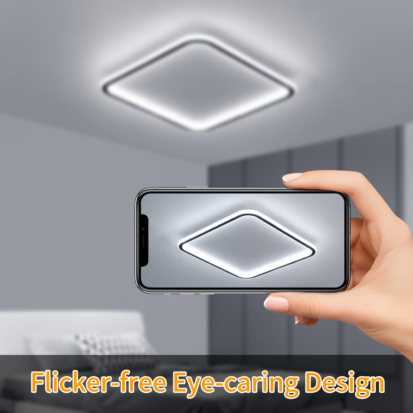 Mikeru LED Ceiling Light - 40cm Square, 5cm Thick, 6500k Cool White for Dining Bedroom, Living, Study and Bathroom - Image 4