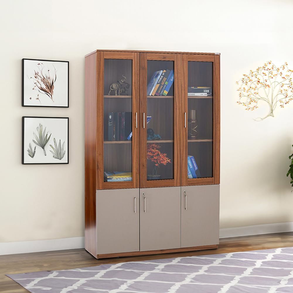 Royaloak Genting Malaysian 3 Door Bookshelf | Engineered Wood | Melamine Finish | Ample Storage | Durable Long Lasting | Modern Design | Malaysian Collection | Chrome Handles-image-18