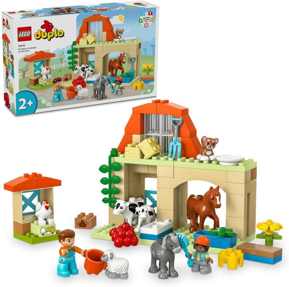 DUPLO Town Caring for Animals at the Farm Toys for Toddlers, Farmhouse with Horse, Cow and Chicken Figures, Learning Toy Set for Kids, Ramadan Gift for Kids, Girls & Boys Aged 2 Plus 10416