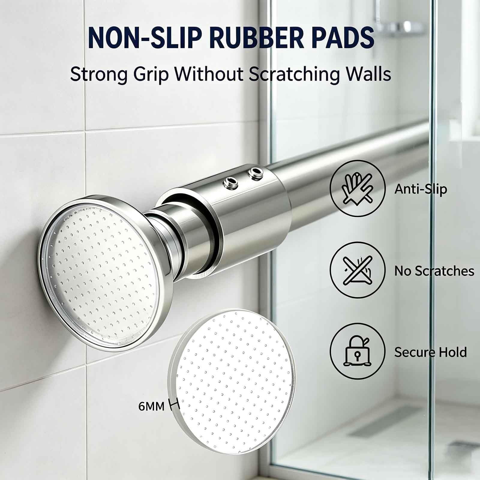 Curtain Tension Rod Retractable 24-87in, Shower Curtain Pole