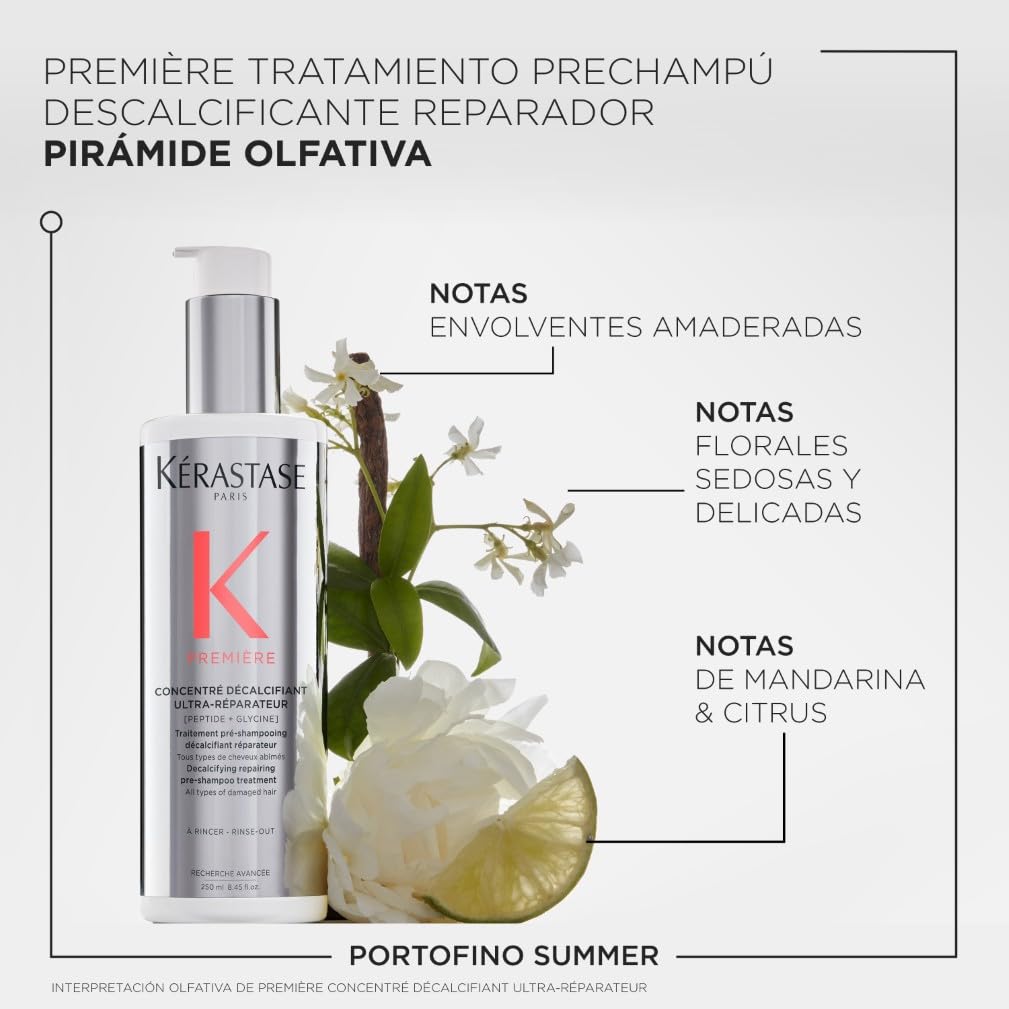 Kérastase Première Reparador de Cabello, Concentrado, Descalcificante, Tratamiento Cabello Seco y Dañado, con Ácido Cítrico y Glicina, Concentré Décalcifiant Ultra-Réparateur, 250 ml