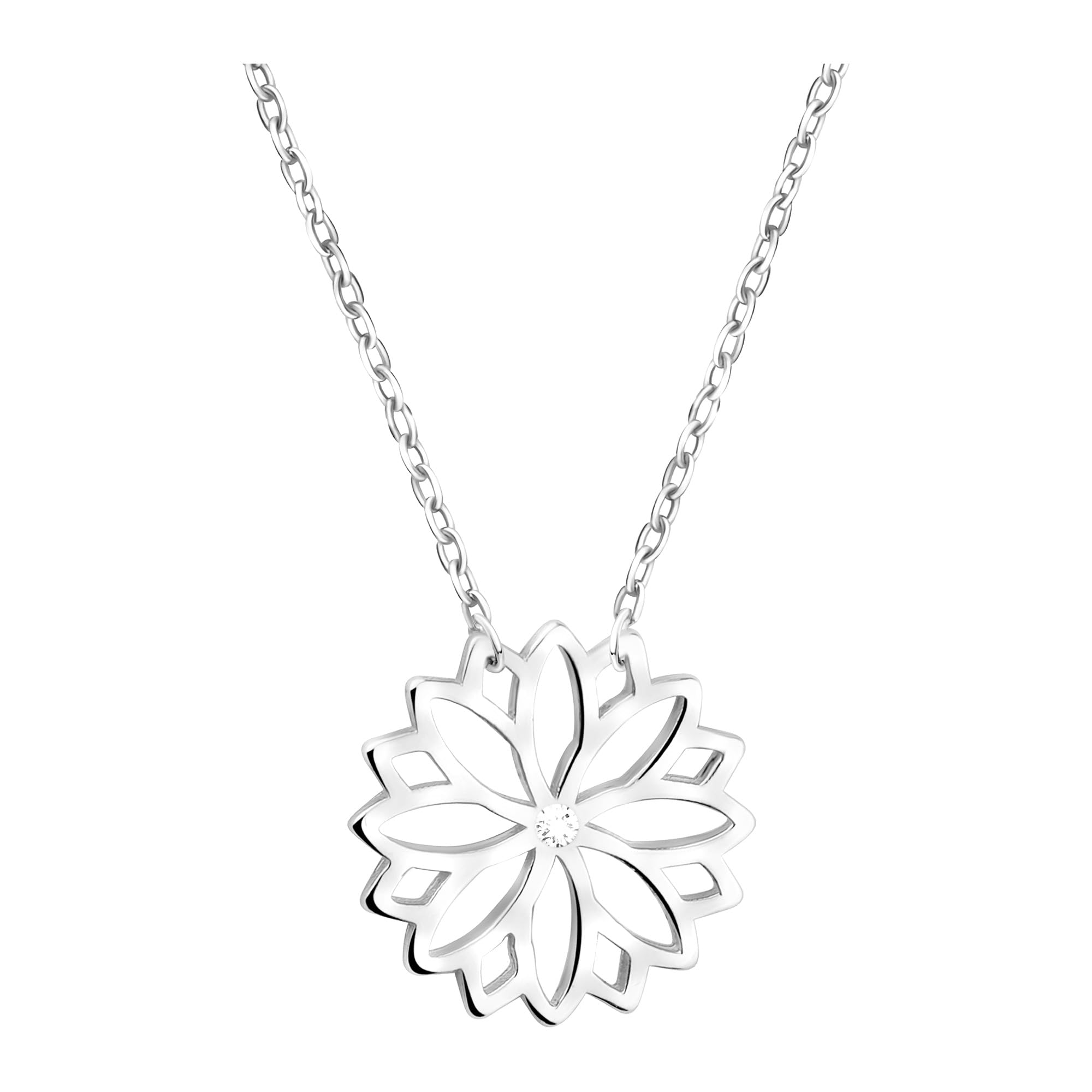 Sofia Milani - Collana da Donna in Argento 925 - con Pietra Zircone - Ciondolo a Fiore