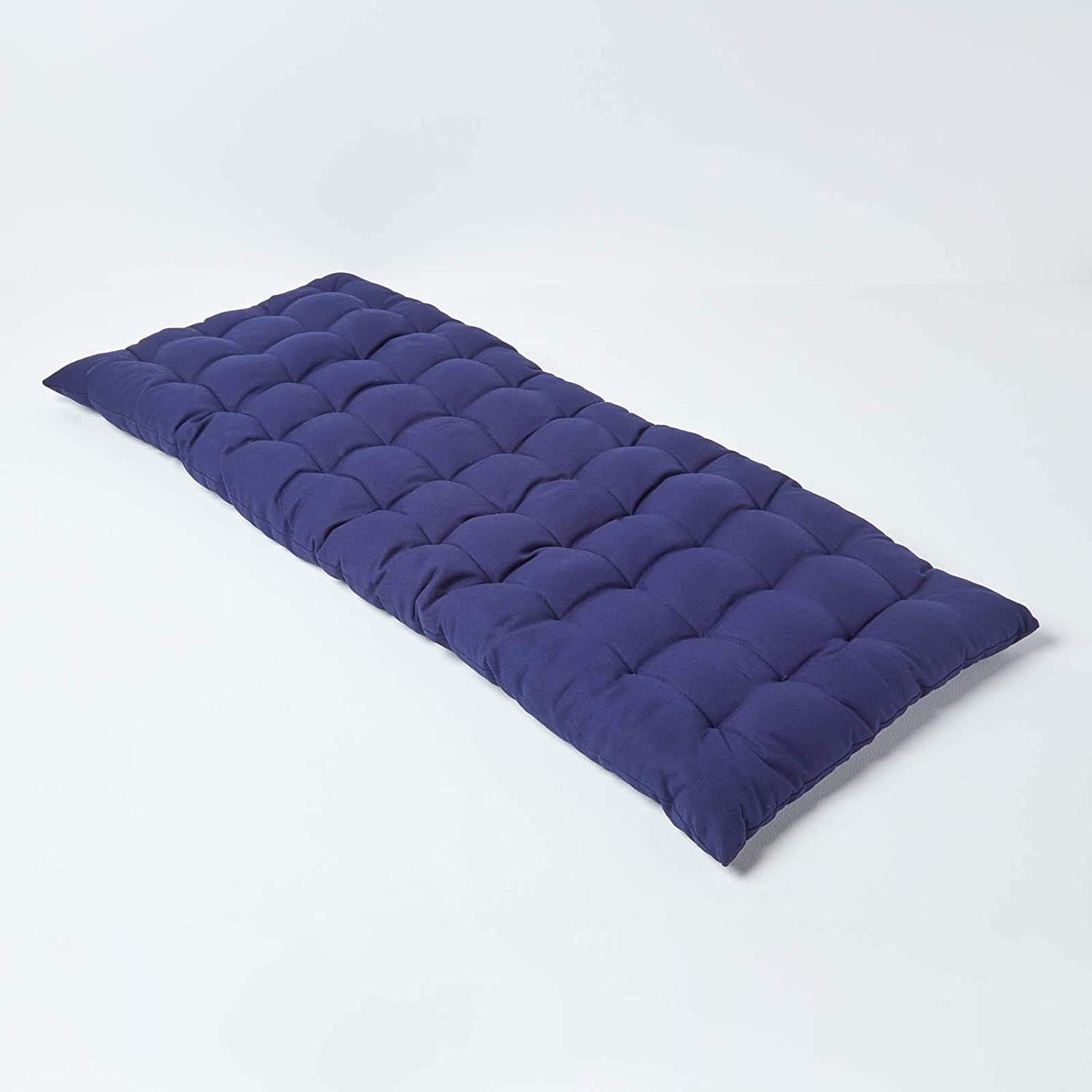 INDIAN DECOR 80203 Navy Blue Garden Bench Cushion 2 Seater Seat Pad for Patio Furniture Kitchen or Dining Bench Indoor & Outdoor Use Comfortable Modern Tufted Style Thick Cushion 108cm Wide-image-48