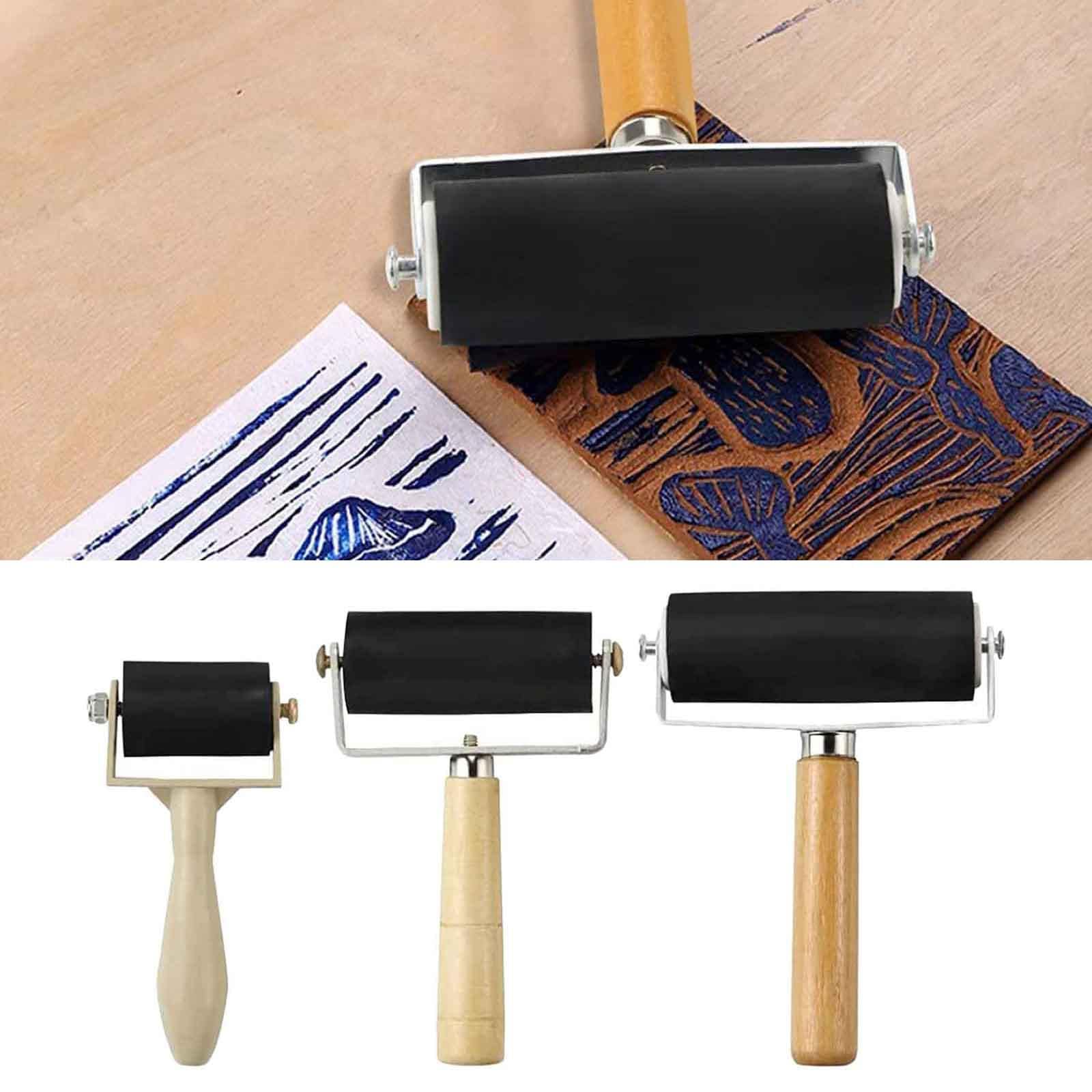 3 Set 3 Stück Druckwalze Druckherstellung Holzgriff für geschnitzte Oberflächen Tapeten