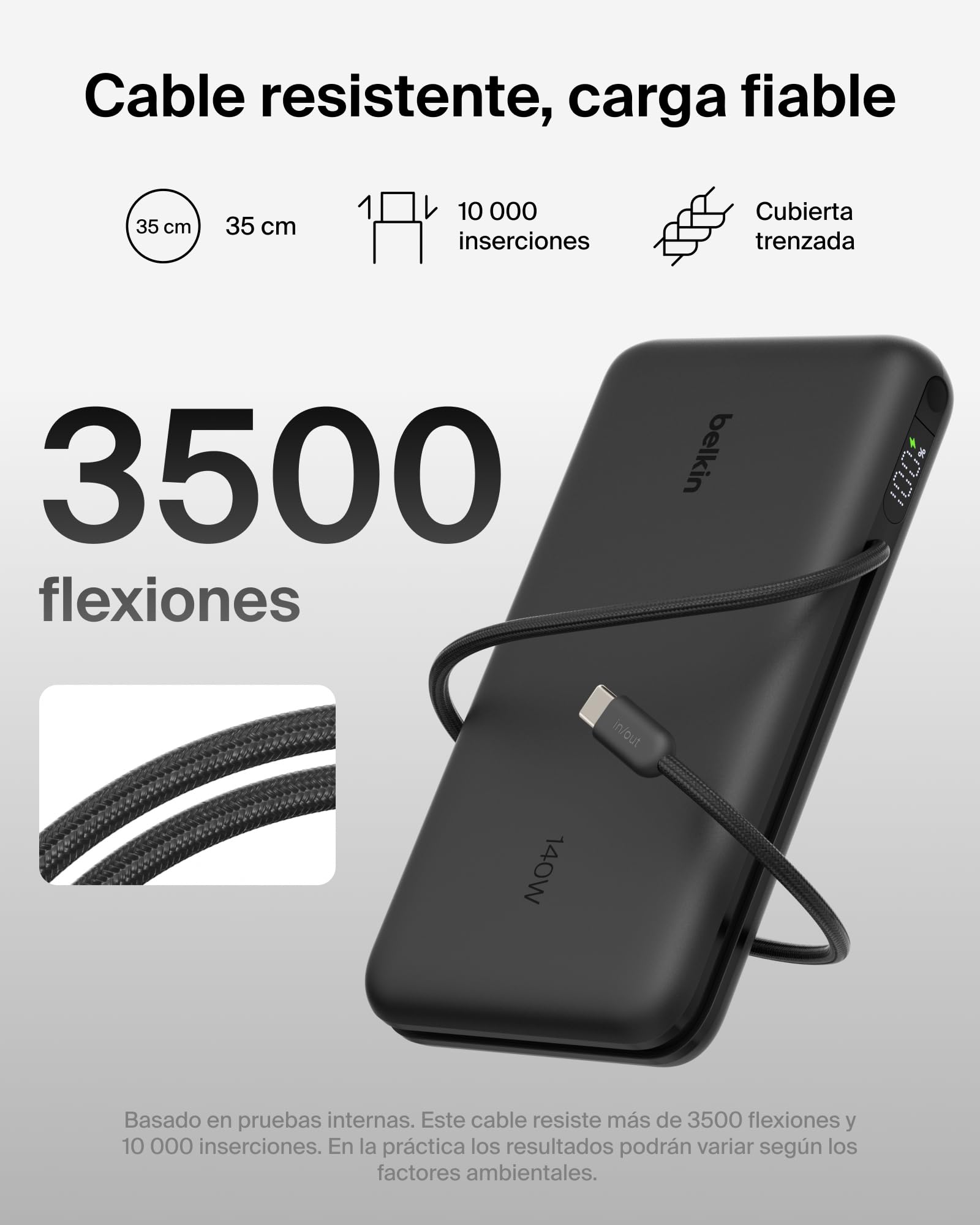 Belkin UltraCharge Pro Batería Externa 25 000 mAh para Portátiles - Negro | Power Bank de 25000 mAh, 1 puerto y 1 cable USB-C, 1 puerto USB-A, Power Delivery a 158 W, Pantalla, Batería Portátil