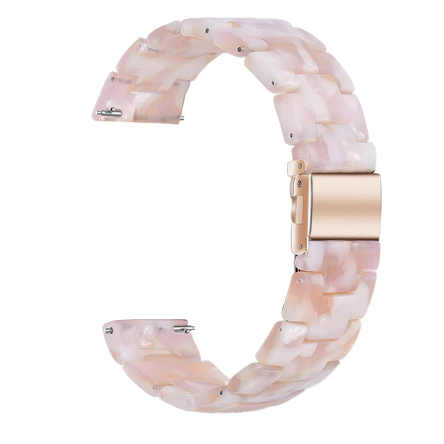 iLVANYA Watchband for Fossil Women's Gen 5E 42mm /Women's Gen 6 42mm/ Gen 4 Venture HR Bands,18mm Pearl Resin Band Quick Release Strap for Fossil Venture Gen 4 HR/Gen 3(Pink)