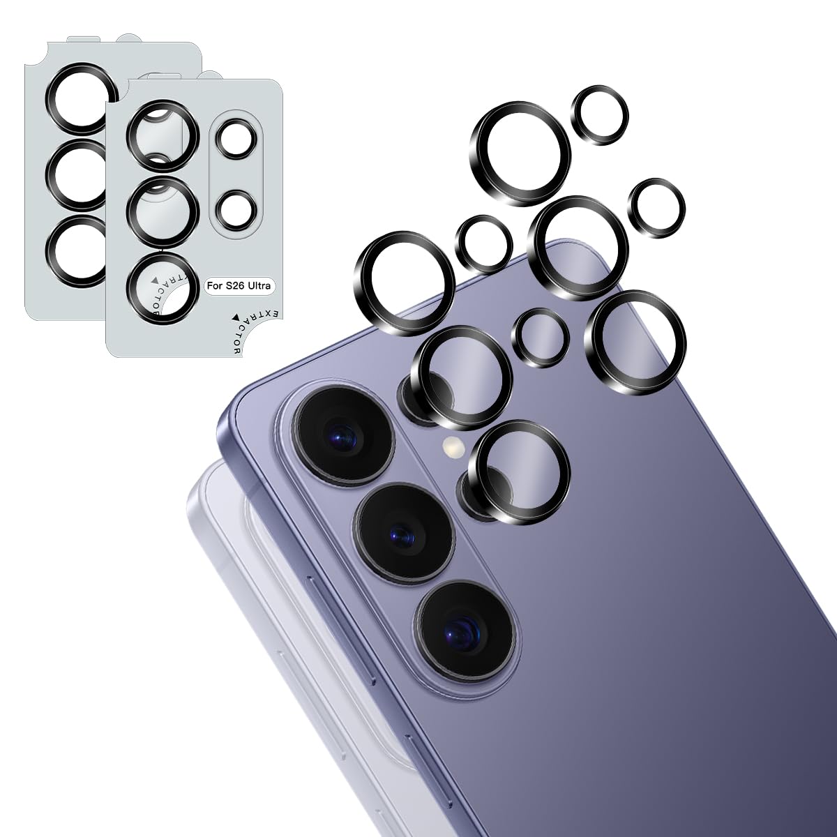 【2枚セット】 対応 Galaxy S26 Ultra 5G SC-53G SCG37 カメラフィルム 用 ギャラクシーS26 Ultra 5G カメラ保護 アルミ合金製+旭硝子強化ガラス レンズ保護フィルム 硬度9H 衝撃吸収 擦り傷防止 指紋防止 全面保護 極薄 高透過率 貼り付け簡単 対応 ギャラクシーS26ウルトラ 5G カメラ保護フィルム
