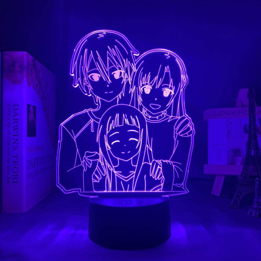 3D Touch Anime Led Illusion Light Sword Art Online for Bedroom Decor Colorful Night Light SAO Kirigaya Kazuto Table Lamp Yuuki Asuna Gift-7 Colors no Remote