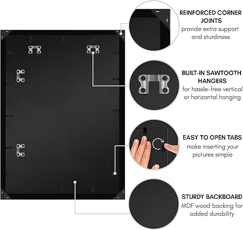 Vista 540 de Americanflat - Marco para póster de 71 x 74 cm con plexiglás pulido, portarretratos negro de madera industrializada, Epic Collection, marco ancho