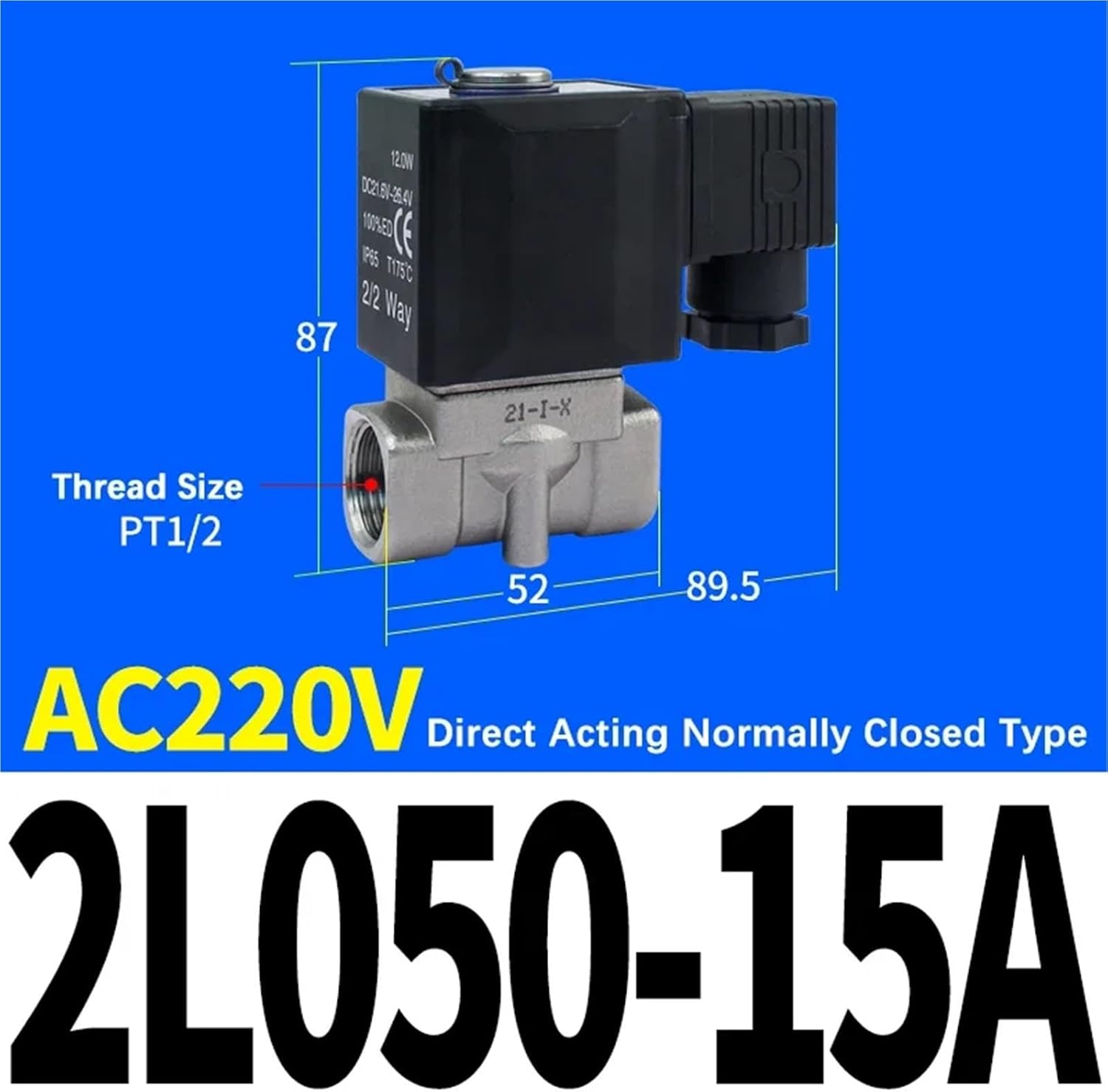 AirTAC 304 Stainless Steel Steam High Temperature Solenoid Valve Water 2L030-08 2L050-10/15 2L150 200-20 250-25 24V(2L050-15-A AC220V)