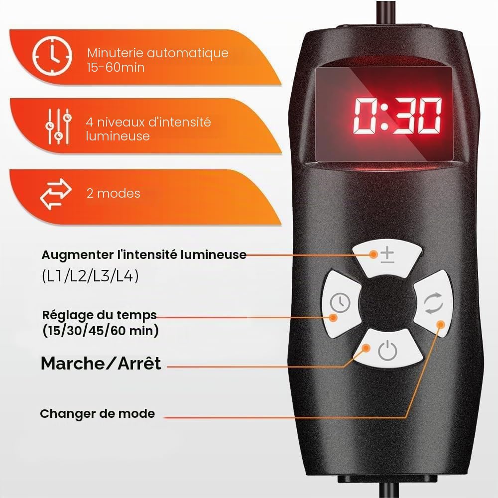 BestQool Tapis à Lumière Rouge, 660nm & 850nm, Triple Puce, 3 Modes, 4 Niveaux d’Intensité, Mode Pulsé 10Hz, Portable, Qualité Haute Performance, 21W