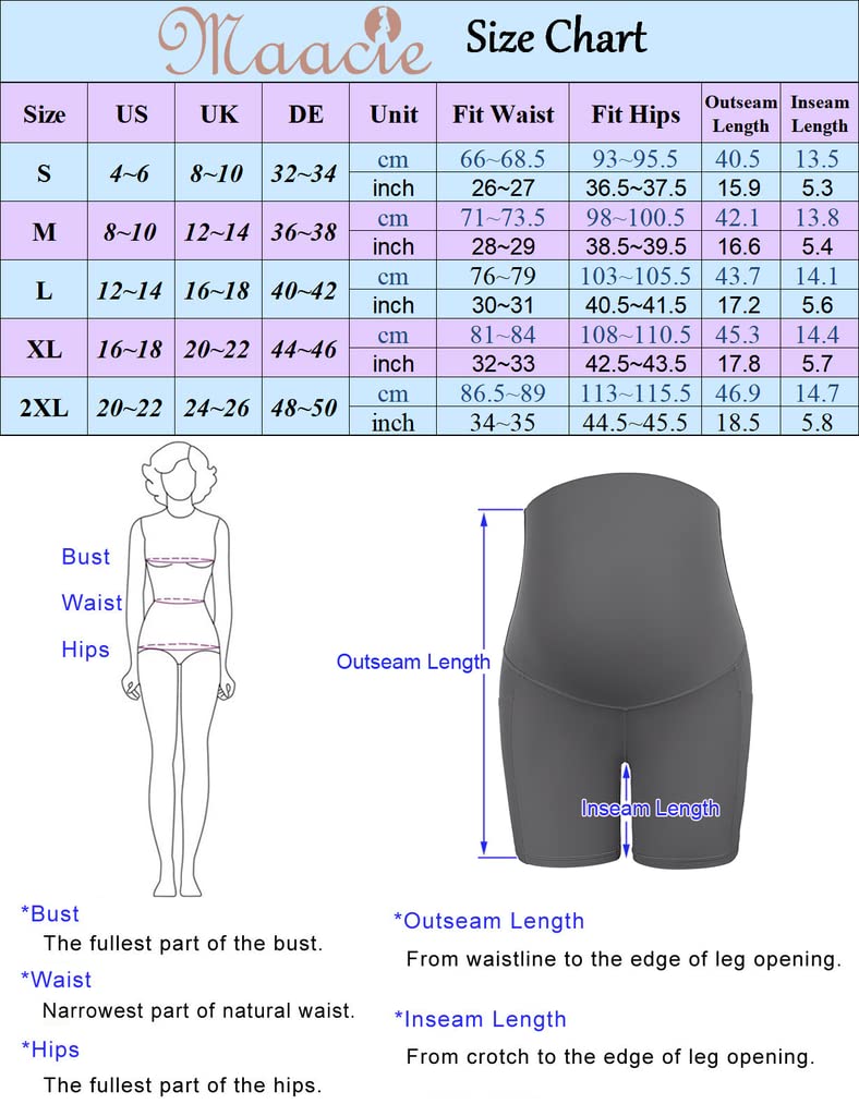 Maacie Pantalones cortos de entrenamiento de maternidad por encima del abdomen, pantalones cortos deportivos elásticos, con botones y 4 bolsillos reales