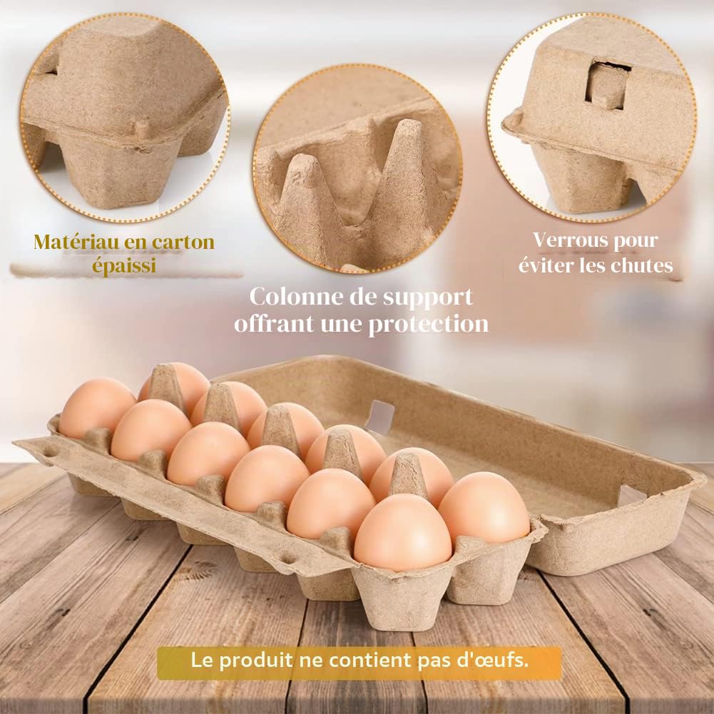 Lot de 20 boîtes à œufs en carton vide, en cellulose, une douzaine de boîtes à œufs, vides, porte-œufs en cellulose