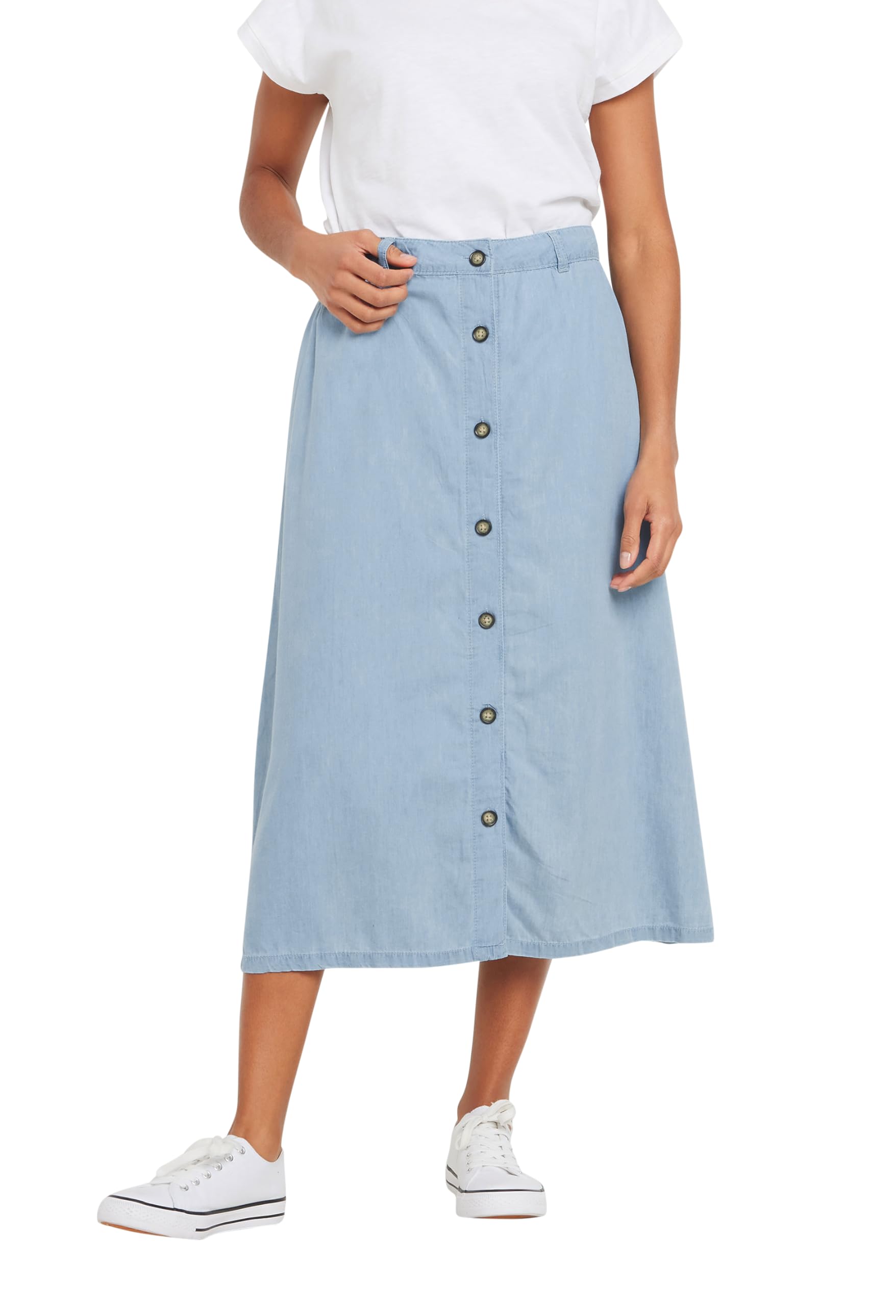 M&Co Womens Woven Button Through Midi Skirt - Women's Light Blue