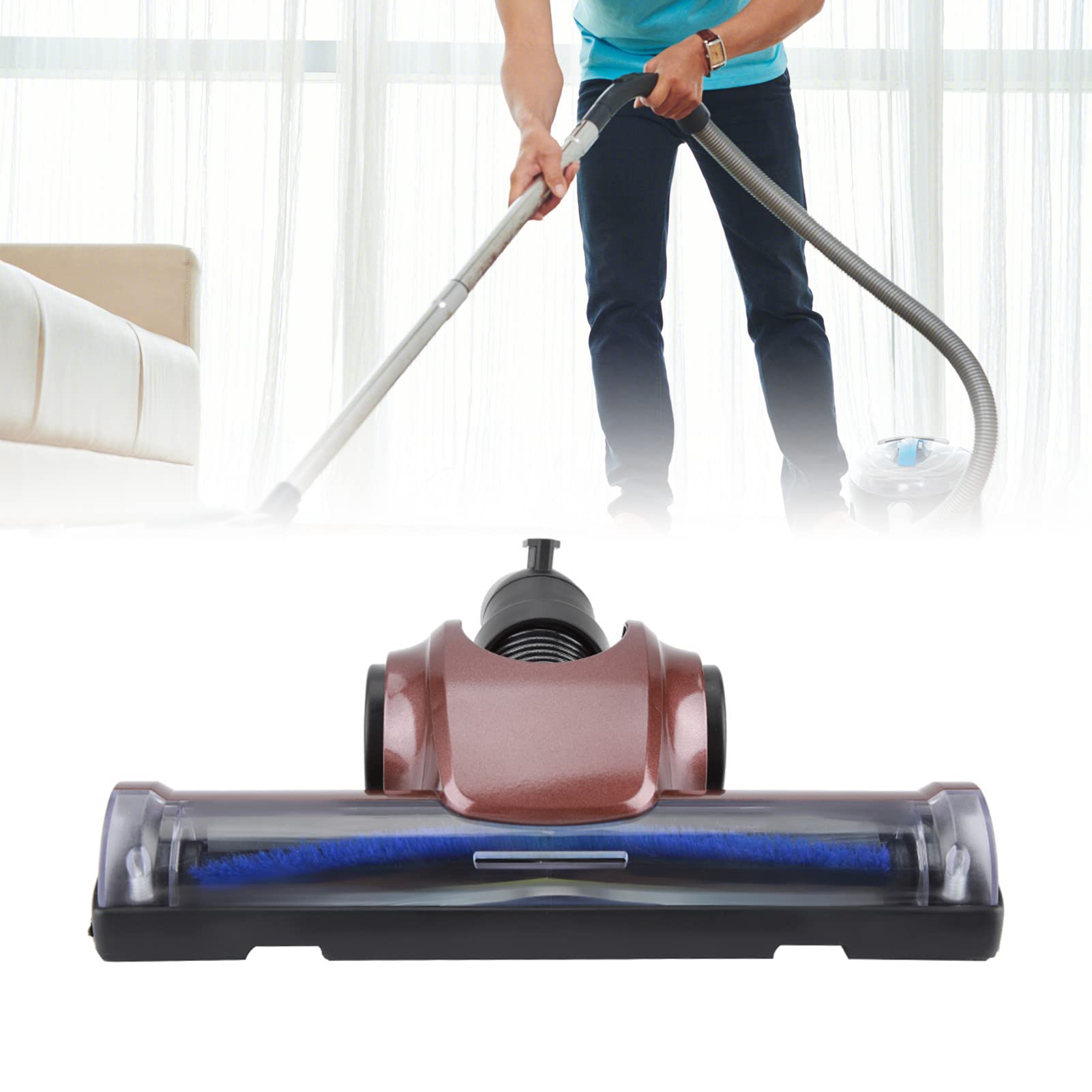 Omabeta Tête de Brosse D'aspirateur de 32 Mm, Brosse de Sol Rotative Universelle pour Tapis, Sols Durs, Carrelage, avec Fond en Plastique pour Aspirateurs à Tige de 32 Mm