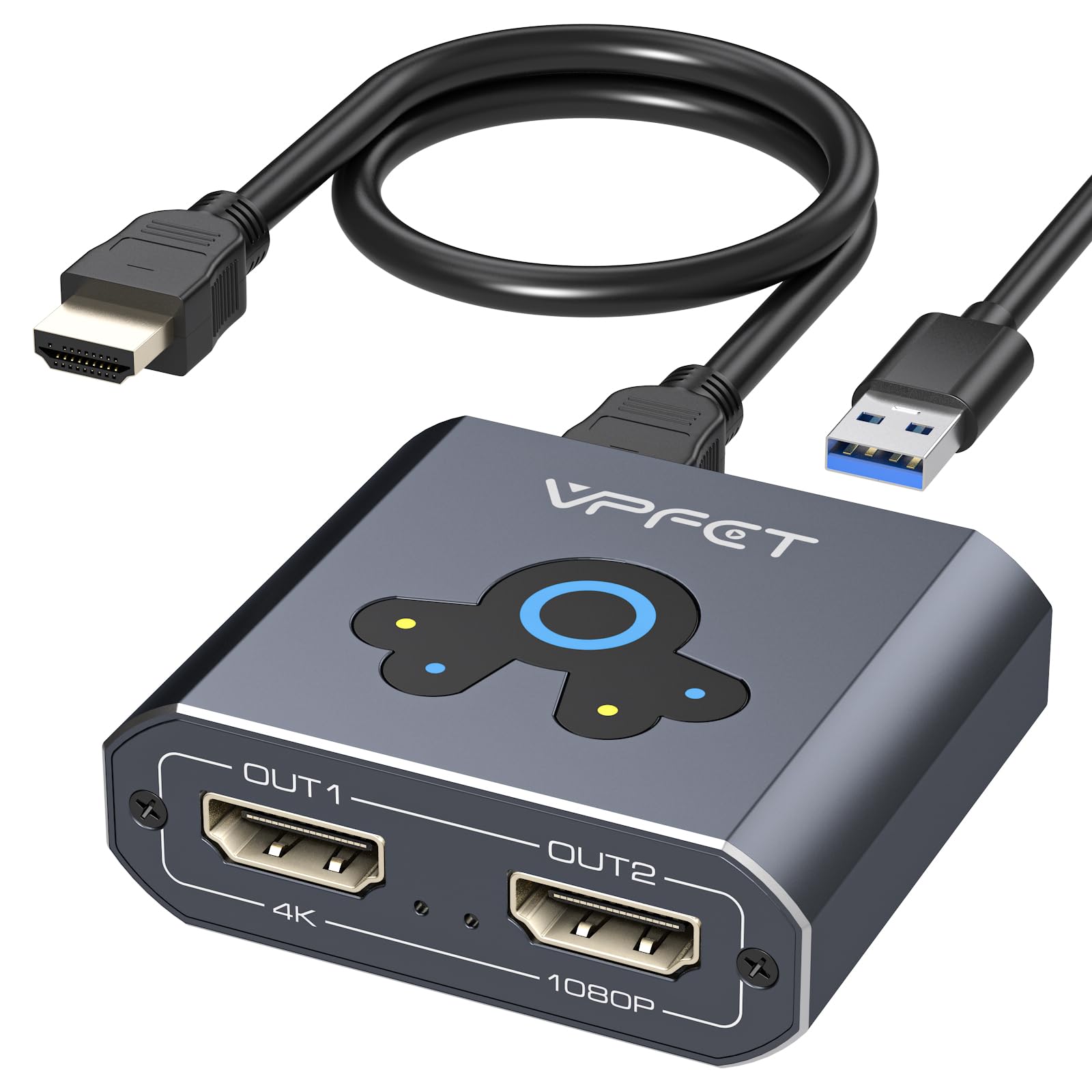 VEDINDUST HDMI Splitter Extend 4K@60Hz zu Dual HDMI Adapter Support Mirror oder Extend kompatibel mit Windows XP/7/8/10/11 und macOS geeignet für Monitore Fernseher Projektoren