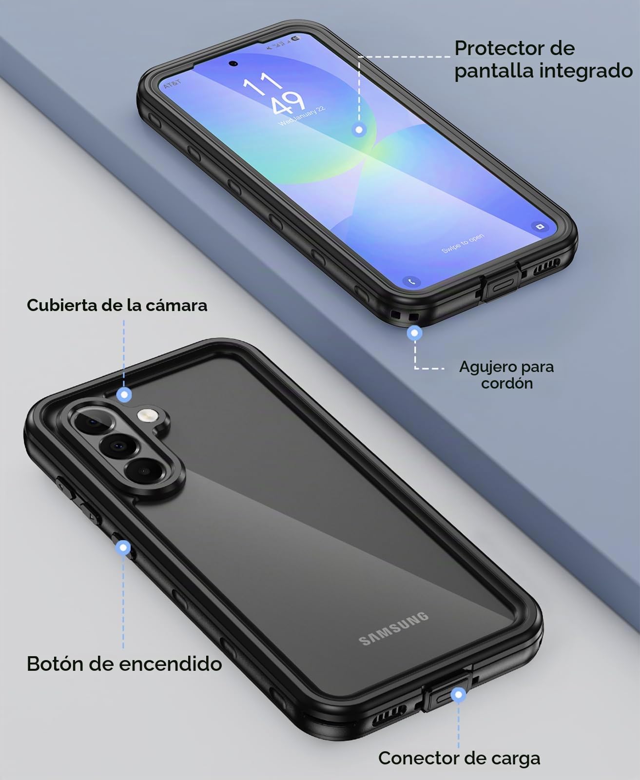 Beeasy Funda para Samsung Galaxy A26 Impermeable,360 Grados Antigolpes Militar Completa Blindada Irrompible Resistente Acuatica Carcasa,IP68 Waterproof Case con Protector Camara/Pantalla