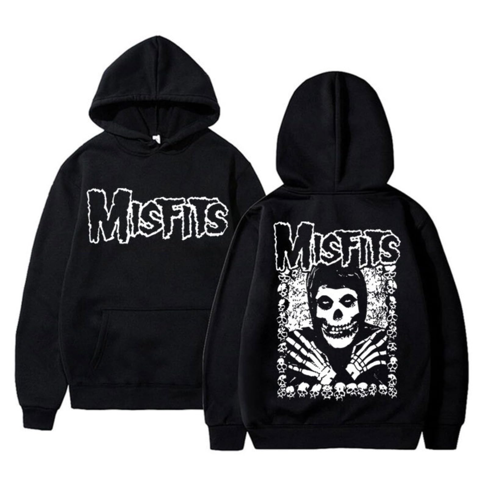 CUTTE MISFITS Official Hoodie | Punk Band Skull Graphic | Unisex Streetwear Sweatshirt for Men (black,S)