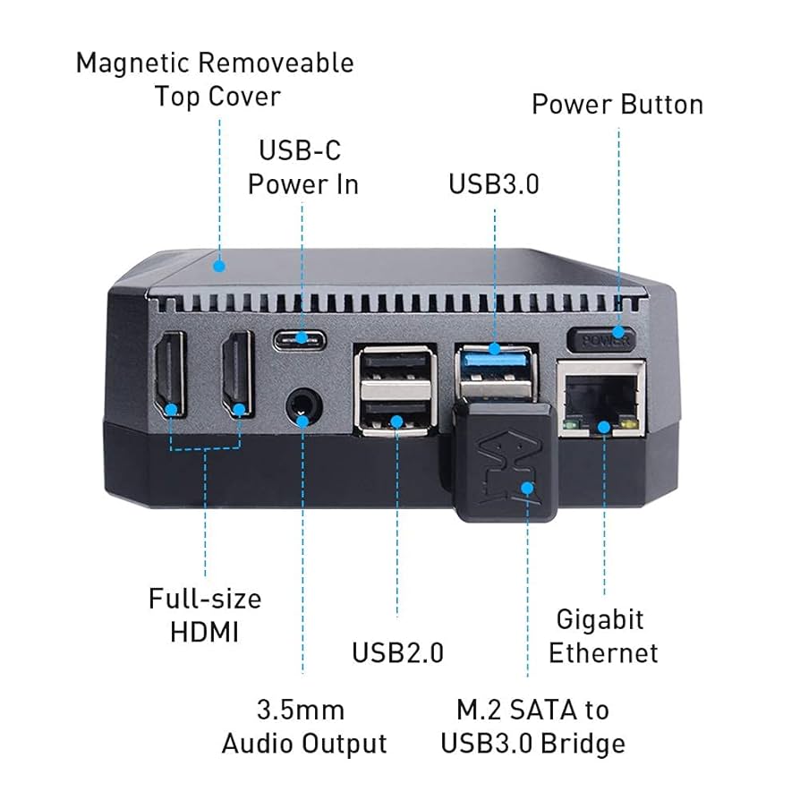 ベアボーン・キット Raspberry Pi 4B 4GB & Argon M2 SSD 256GB Płytka rozszerzeń Argon One M.2 NVMe - do Raspberry Pi 4B