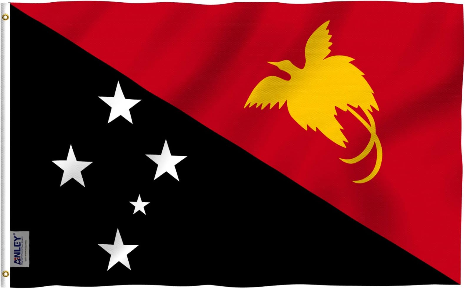 Anley Fly Breeze 3x5 Feet Papua New Guinea Flag - Vivid Color and Fade Proof - Canvas Header and Double Stitched - Papuan Flags Polyester with Brass Grommets 3 X 5 Ft