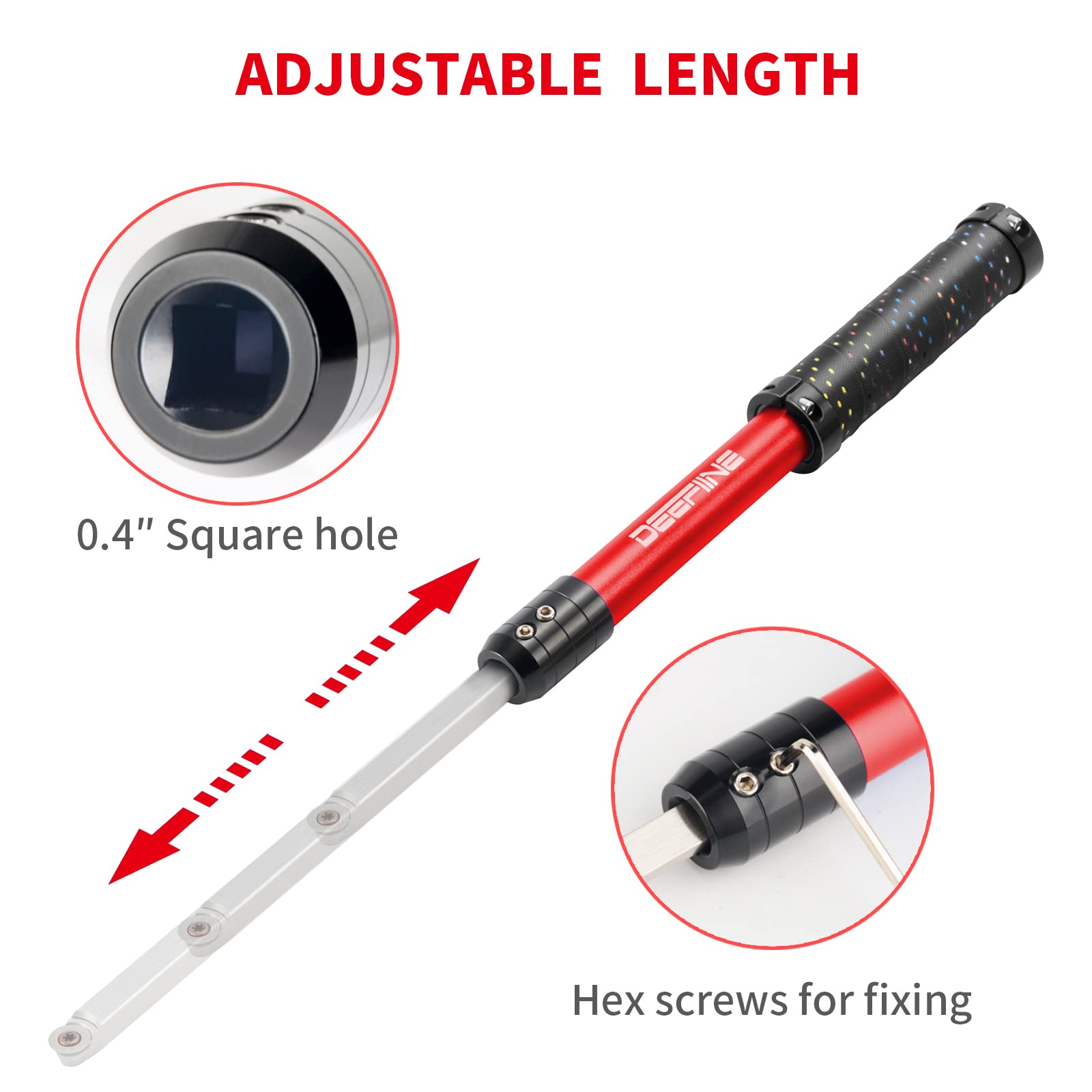 Outils de tournage du bois Poignée souple avec trou carré (10mmX10mm) pour tour à bois en carbure(Rouge)
