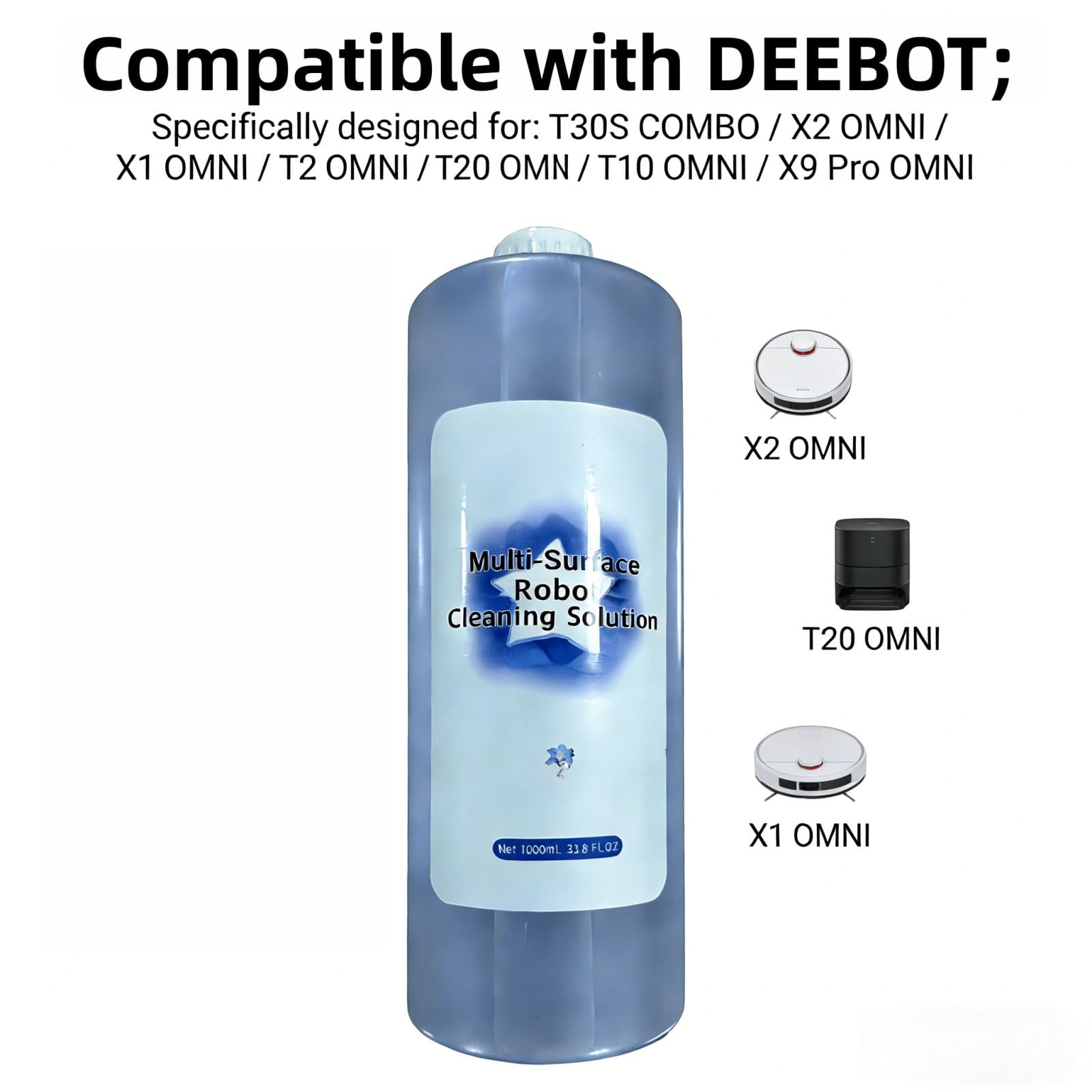 1L Solución Limpiadora De Suelos, Limpia En Profundidad Múltiples Suelos Duros, Compatible Con Deebot T10/T20/T30/X1/X5/X8 Omni, Dura Hasta 3 Meses