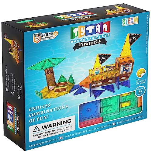 Tytan Tiles Pirate Ship & Island 60-Piece Magnetic Tiles Set