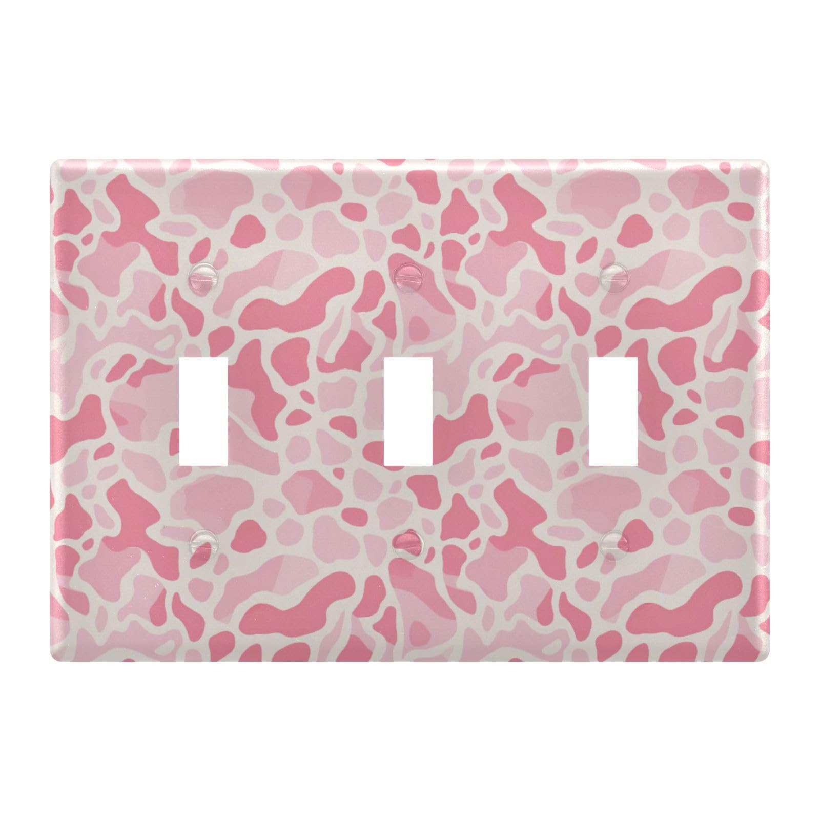 Light Switch Cover Pink Camouflage Wall Plates for Electrical Outlets 3 Gang 202a8717