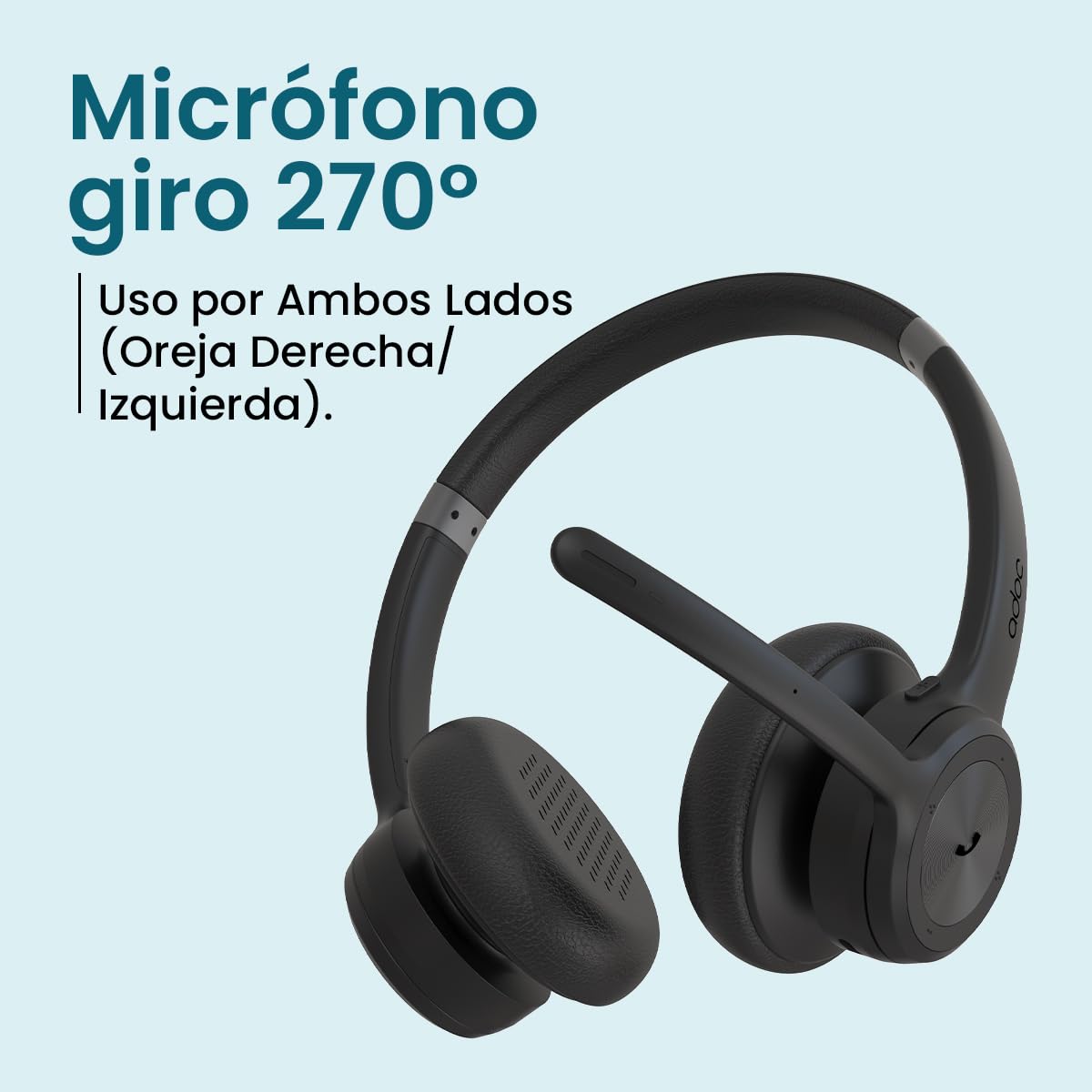 ADOC BT02 PRO Auriculares Bluetooth Biaurales con Micrófono Giro 270 Grados, Cancelación de Ruido, 45h de autonomía, Diadema Ajustable, Tecla multifunción, Compatible con Smartphones, Ordenadores, etc