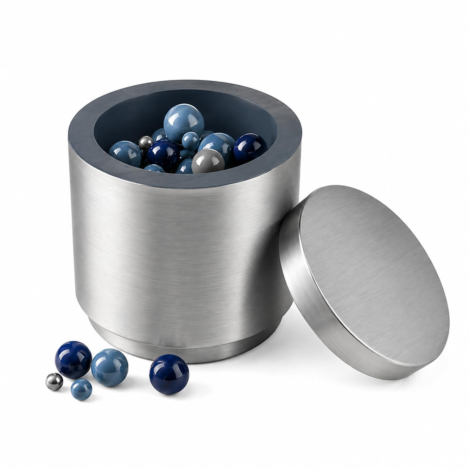 Kugelmühlenglas aus natürlichem Achat, Labor-Schleiftopf-Set mit Perlen, Edelstahlmantel, 50 ml - 250 ml Kapazität optional, Mohs-Härte 7,2 ~ 7,5 für Materialprobenanalyse