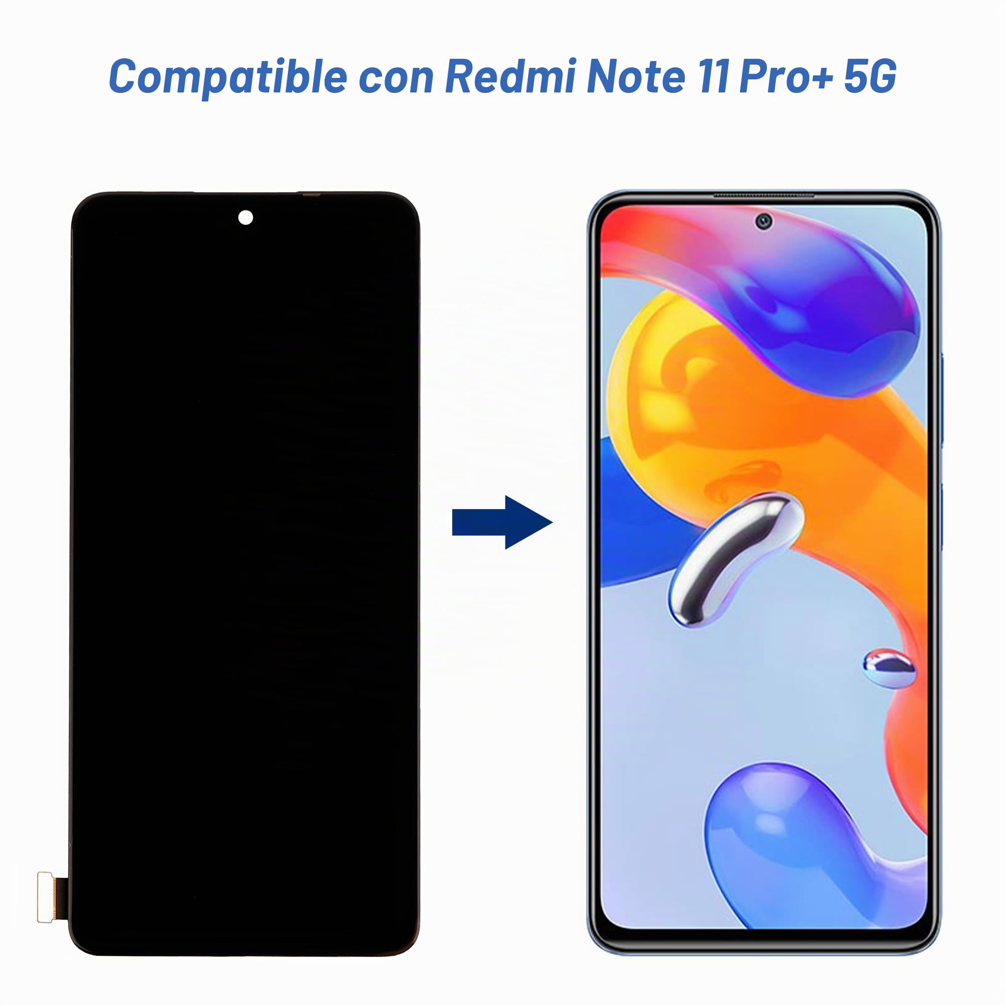 [con marco] Reemplazo de pantalla OLED compatible con Xiaomi Redmi Note 11 Pro 5G [6.67"] 21091116I, 2201116SG Pantalla táctil LCD con kit de herramientas