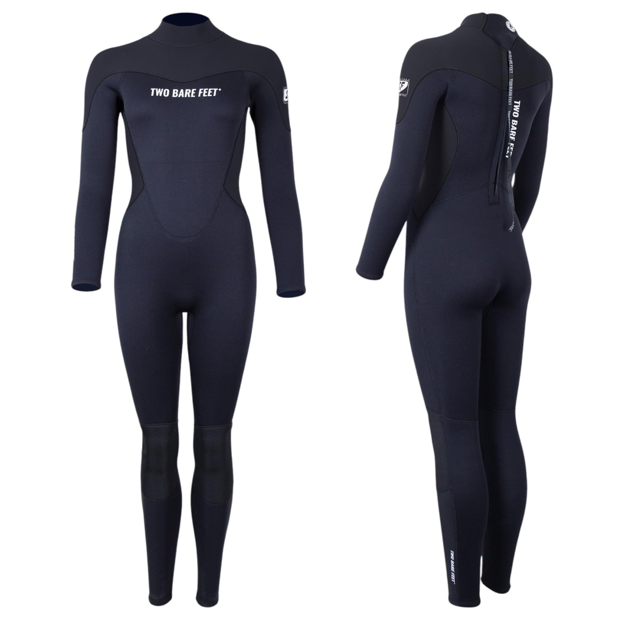 Two Bare Feet Women’s 3/2mm SupaFlex Full Length Summer Wetsuit – Superstretch Neoprene Back Zip for Surfing, Paddleboarding & Open Water Swimming (SupaFlex Black, L)