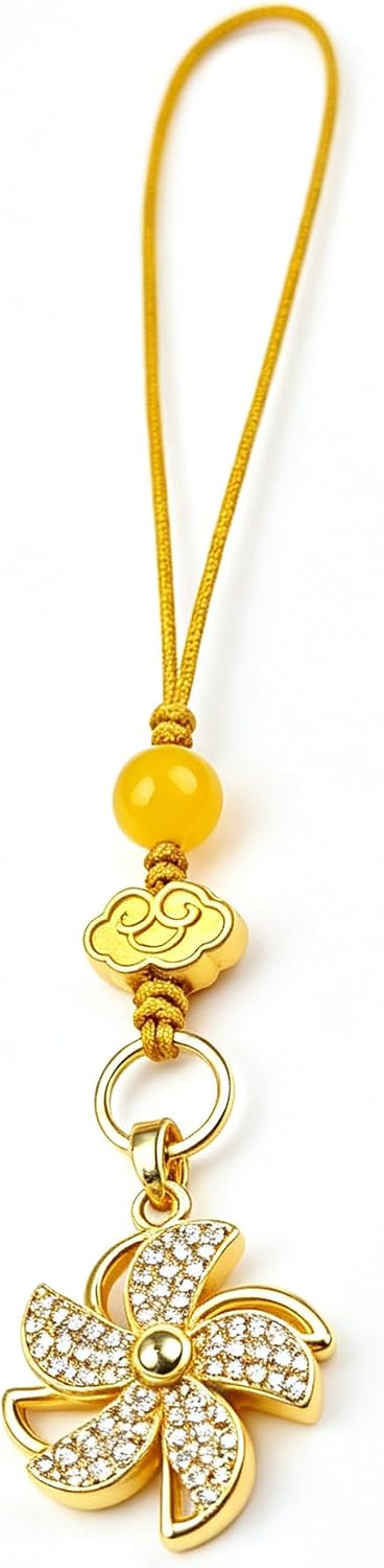 AZUREBAY Rotate the five-leaf clover bag pendant keychain,a cute key chain for ladies, Valentine's Day gift,birthday gift,peace protection, continuous good luck,made of copper and durable.