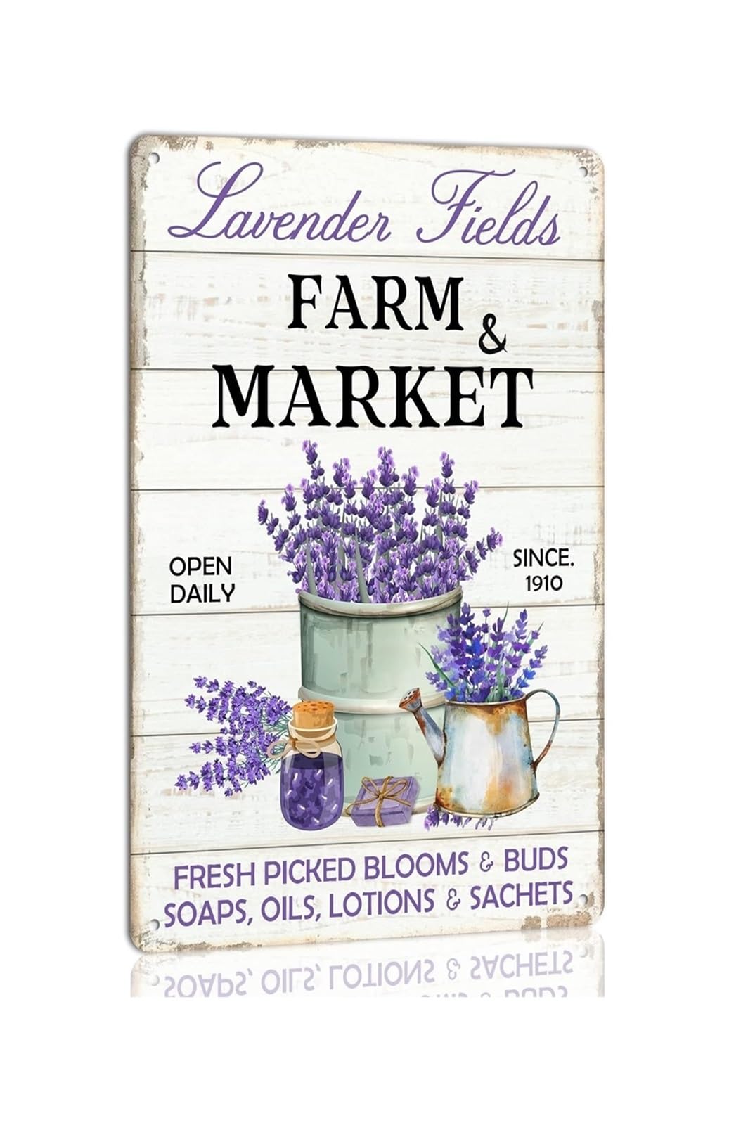 CBQZCHWDKT Farmhouse Lavender Market Metal Tin Sign Vintage Style Wall Decor for Cafe Tea Room or Home Office 8 X 12 inch​