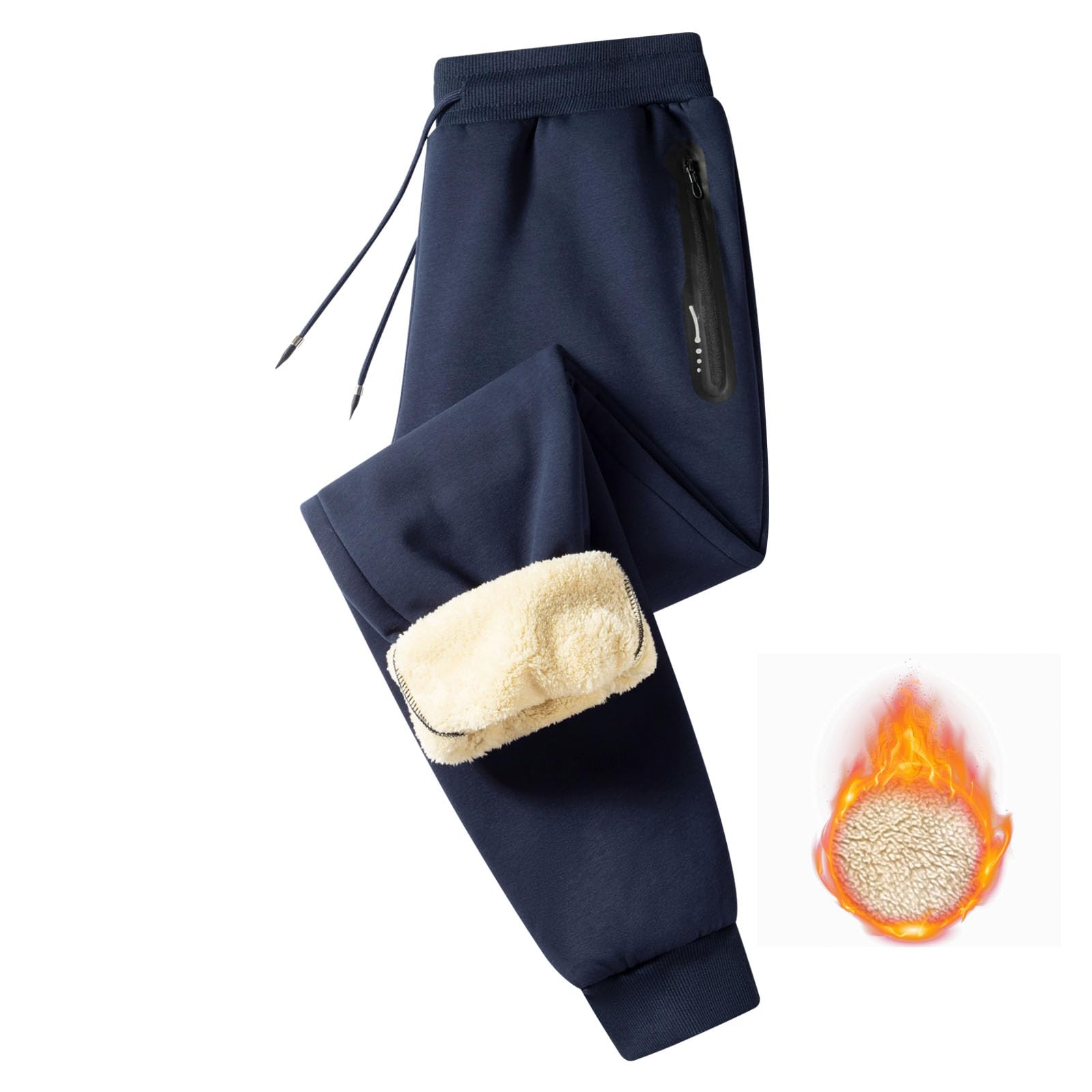 JustSun Pantaloni Tuta Uomo Invernali Pantaloni da Jogging Uomo in Pile Pantalone Felpati Termici Cotone da Sportivi Joggers con Coulisse e Tasca Zip