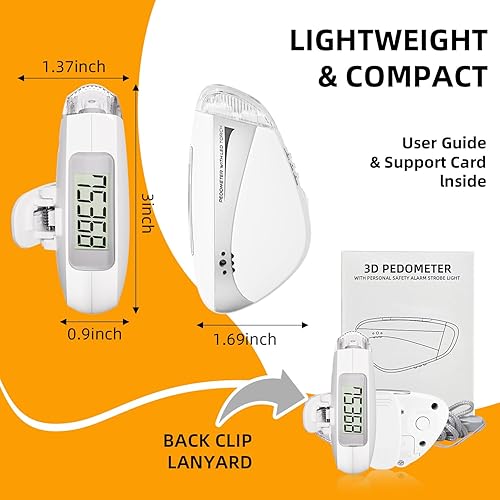 Miniatura 9 de Rastreador de fitness, contador digital de pasos con linterna LED y sirenas de alarma personal, altavoces extra fuertes de 110 dB para mujeres,