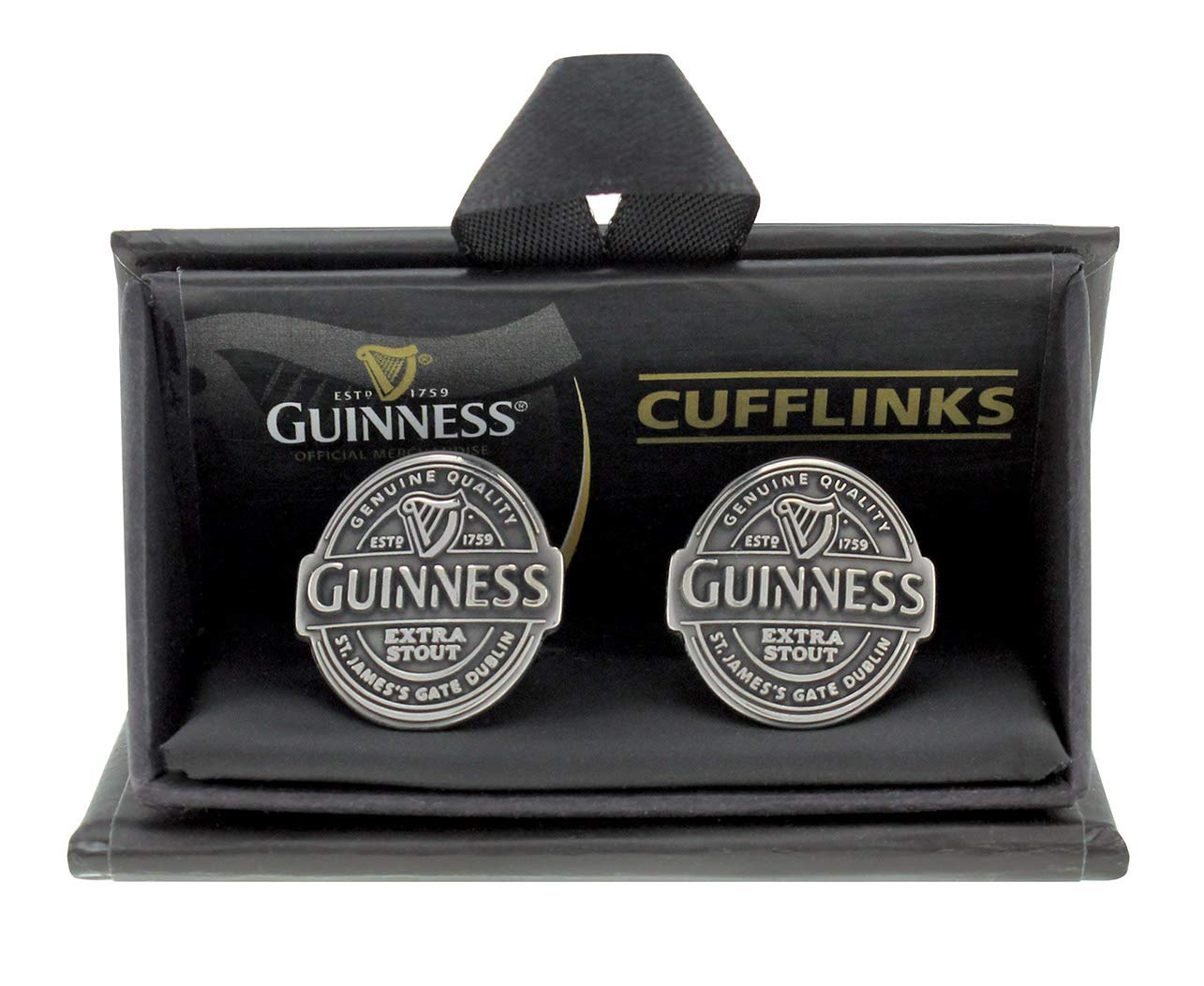 GuinnessLabel Cufflinks Antique Silver Colour(Size: One Size)